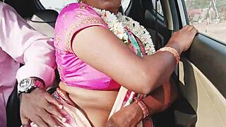 indian housewife cheating in car with dirty talks