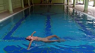 Hungarian Babe Sazan Cheharda Swims Naked in Pool, Teasing with Big Tits and Ass