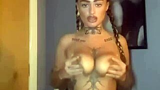scottish tattooed teen with big ass and tits fingers herself hard, wow 😈