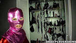 freaky dominatrix leads dildo training session with strapon toys and femdom domination