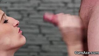 peculiar peach swallows sperm load on face