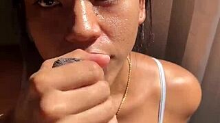 big booty brunette seduces stepbrother for amateur couple fun