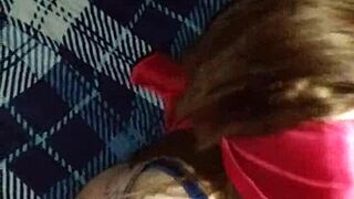 Blindfolded Girlfriend Sucks Unaware She's Being Filmed!
