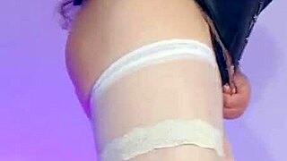 Bar owner imitates maid and masturbates wildly for clients!