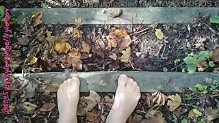 A small walk in the forest wearing nylon stockings