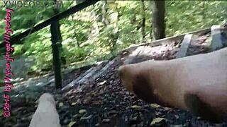 A small walk in the forest wearing nylon stockings