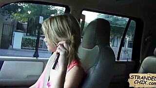 Blonde teen rides for a lift in this hidden pov fuck