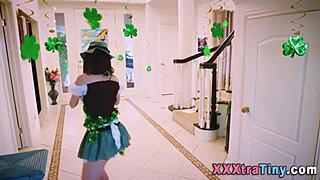 tiny teen eagerly sucks and rides big cock with subtle passion