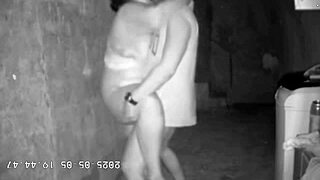 Hidden Camera Records Stepmother Fucking Stepson in Alley