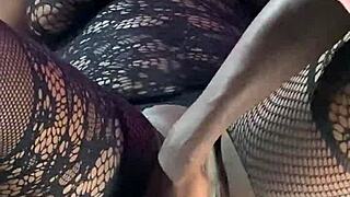 ebony squirter multiple orgasm with the sex machine