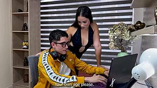 I fuck my nerdy stepson while husband is at office, just dont cum inside. 😏