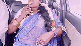 Beautiful housewife cheats with car driver in dirty telugu talk!