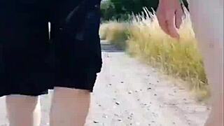 Hot Granny With 66 Years Walked With Me On A Sunny Day