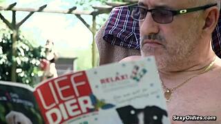 Teen Neighbor Teases Old Man For Backyard Sex