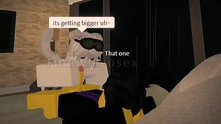Roblox yellow husband passionately rides his hot wife's big tits in cowgirl style.