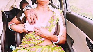 indian aunty fucks young boy on long drive with dirty telugu talks