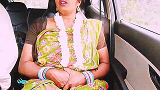 indian aunty fucks young boy on long drive with dirty telugu talks