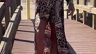 Hey, Staci's out in leopard print getting wild outdoors.