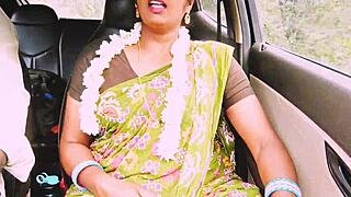 indian aunty fucks young boy on long drive with dirty telugu talks