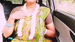 indian aunty fucks young boy on long drive with dirty telugu talks