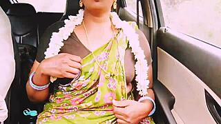 indian aunty fucks young boy on long drive with dirty telugu talks