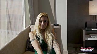 Tattooed Blonde Cindy Crawford Banged and Eats Cum