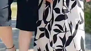 Hot Granny With 66 Years Walked With Me On A Sunny Day