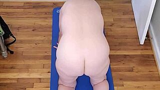 Sexy mature naked morning yoga session