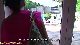 Cute teen 18+ gets rough nuru fucked by her poolboy, oiled and shaved for intense massage