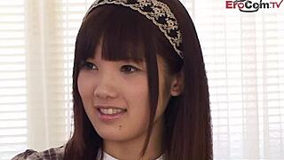 Japanese 18-year-old virgin teen cries as her tight pussy gets fucked for the first time.