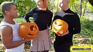 Dan betrays Dolly Dyson, her pussy intensely fucked by his buddies in hardcore group sex.