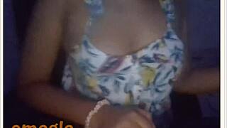 Teen tetona boldly shows her big tits on webcam.