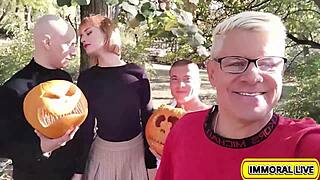 Dan betrays Dolly Dyson, her pussy intensely fucked by his buddies in hardcore group sex.