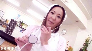 Sexy Japanese nurse girl gives blowjob and fucks in hospital