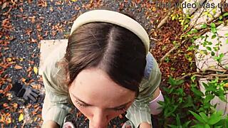 ADORABLE SKINNY BRUNETTE GARDENER TURNS PUBLIC WHORE FOR ROUGH CREAMPIE DOGGY!