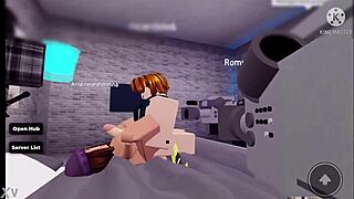 roblox nerd guy rams his cock into trashy bimbo's huge tits
