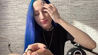 Young teen babe's tight pussy creampie captured up close in bedroom