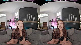 VRAllure Draws You Incredibly Close to Brunette's Stockinged Big Tits Tease