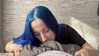 Young teen babe's tight pussy creampie captured up close in bedroom