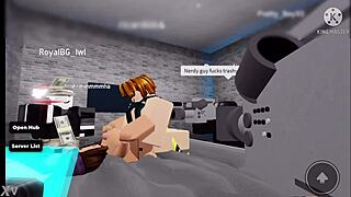 roblox nerd guy rams his cock into trashy bimbo's huge tits