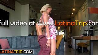 Bubble butt blonde latina barby mixes acro yoga poses with intense doggystyle pounding