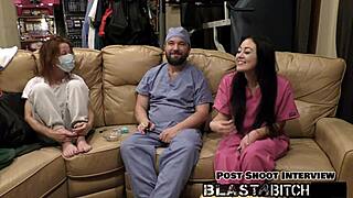 hey, blaire celeste's double blowjobs end in massive cum blast pov!