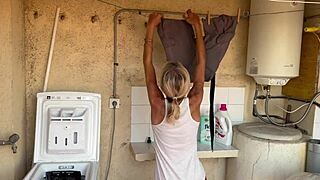 Neighbor Milf Cums Twice On Washing Machine Dick Accidentally