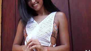 hey sexy latina teen katherinne sofia, sunbathing got you hot—wanna cool that body down naked?