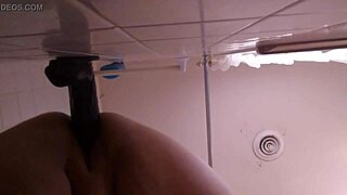 Lost in waves of cum-soaked ecstasy riding massive dildo to orgasm