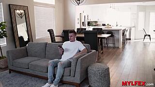 Mommy cougar milf rides son's best friend cowgirl anal rough on bed fantasizing taboo gaping flexible tattooed