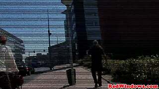 amsterdam hooker sucks tourist cock deep with puffy shaved pussy