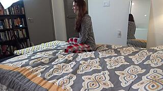 Skinny Scarlet Datz Endures Brutal Anal Casting on Sofa in California POV