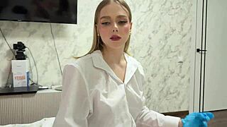 urologist checks dick deep in brunette big ass pussy