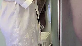 Stepmom Jerks Stepson's Monster Cock to Cumshot on Tits